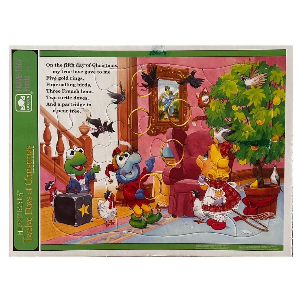 Vintage 1994 Muppet Babies 12 Days of Christmas Puzzle Tray (set of 8)